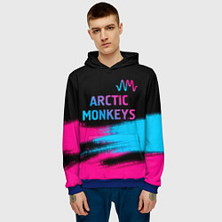 Толстовка-худи мужская Arctic Monkeys - neon gradient: символ сверху, цвет: 3D-синий — фото 2