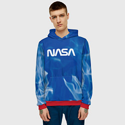 Толстовка-худи мужская Nasa - пламя, цвет: 3D-красный — фото 2