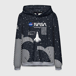 Толстовка-худи мужская Nasa - облака звёзды, цвет: 3D-меланж