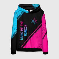 Толстовка-худи мужская Bring Me the Horizon - neon gradient: надпись, сим, цвет: 3D-черный