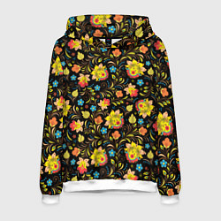 Толстовка-худи мужская Русский яркий узор, цвет: 3D-белый