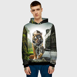 Толстовка-худи мужская Кибернетический тигр, цвет: 3D-черный — фото 2