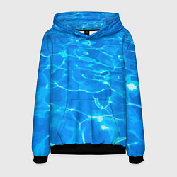 Толстовка-худи мужская Абстрактные волны бассейна - текстура, цвет: 3D-черный