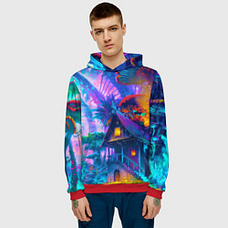 Толстовка-худи мужская Неоновая страна, цвет: 3D-красный — фото 2