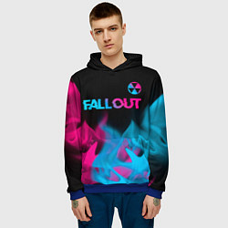 Толстовка-худи мужская Fallout - neon gradient: символ сверху, цвет: 3D-синий — фото 2
