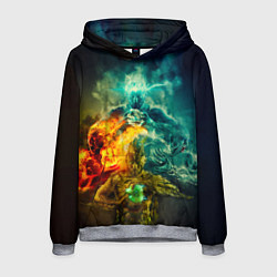 Толстовка-худи мужская 4 элемента - природные стихии, цвет: 3D-меланж