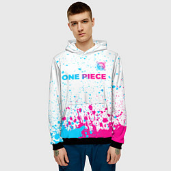 Толстовка-худи мужская One Piece neon gradient style: символ сверху, цвет: 3D-черный — фото 2