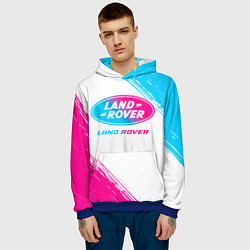 Толстовка-худи мужская Land Rover neon gradient style, цвет: 3D-синий — фото 2