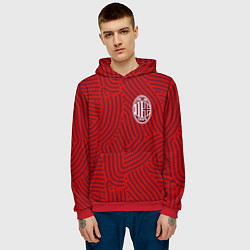 Толстовка-худи мужская AC Milan отпечатки, цвет: 3D-красный — фото 2