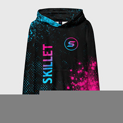 Толстовка-худи мужская Skillet - neon gradient: надпись, символ, цвет: 3D-черный