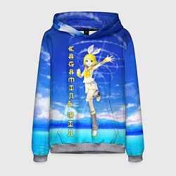 Толстовка-худи мужская Кагамине Рин - Kagamine Rin вокалоид, цвет: 3D-меланж