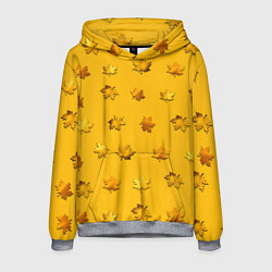 Толстовка-худи мужская Цвета осени: листья клена, цвет: 3D-меланж