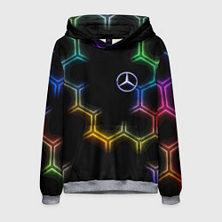 Толстовка-худи мужская Mercedes - neon pattern, цвет: 3D-меланж