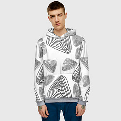 Толстовка-худи мужская Чёрные отпечатки древности, цвет: 3D-меланж — фото 2