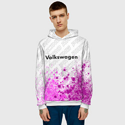 Толстовка-худи мужская Volkswagen pro racing: символ сверху, цвет: 3D-белый — фото 2