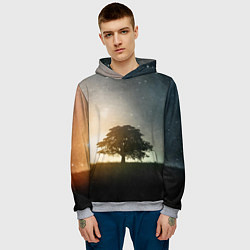 Толстовка-худи мужская Раскидистое дерево на фоне звёздного неба, цвет: 3D-меланж — фото 2