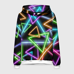 Толстовка-худи мужская Неоновые треугольники - текстура, цвет: 3D-белый