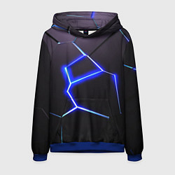 Толстовка-худи мужская Неоновый разлом плит, цвет: 3D-синий