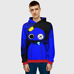 Толстовка-худи мужская Радужные друзья: улыбчивый Синий, цвет: 3D-красный — фото 2