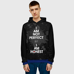 Толстовка-худи мужская I am not perfect, but I am honest, цвет: 3D-синий — фото 2