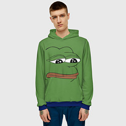 Толстовка-худи мужская Лягушонок Pepe грустит, цвет: 3D-синий — фото 2