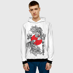 Толстовка-худи мужская Истребители демонов - бойцовые петушки, цвет: 3D-черный — фото 2