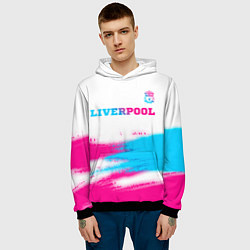 Толстовка-худи мужская Liverpool neon gradient style: символ сверху, цвет: 3D-черный — фото 2