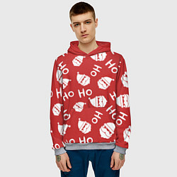 Толстовка-худи мужская Дед Мороз - Ho Ho, цвет: 3D-меланж — фото 2