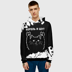 Толстовка-худи мужская Группа Король и Шут и рок кот, цвет: 3D-черный — фото 2
