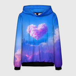Толстовка-худи мужская Облако в форме сердца, цвет: 3D-черный