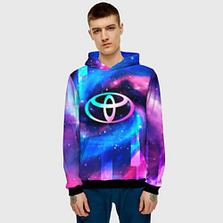 Толстовка-худи мужская Toyota неоновый космос, цвет: 3D-черный — фото 2