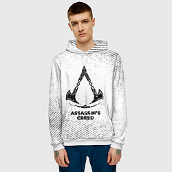 Толстовка-худи мужская Assassins Creed с потертостями на светлом фоне, цвет: 3D-белый — фото 2