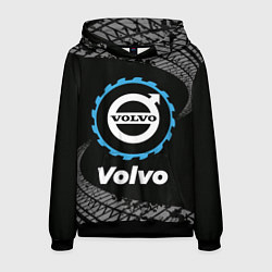 Толстовка-худи мужская Volvo в стиле Top Gear со следами шин на фоне, цвет: 3D-черный