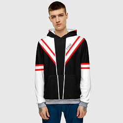 Толстовка-худи мужская FIRM черная с белым углом, цвет: 3D-меланж — фото 2