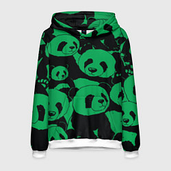 Толстовка-худи мужская Panda green pattern, цвет: 3D-белый