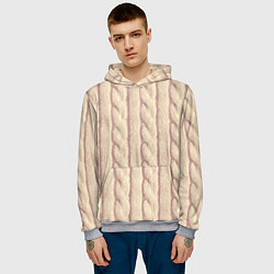 Толстовка-худи мужская Светлый вязаный свитер, цвет: 3D-меланж — фото 2
