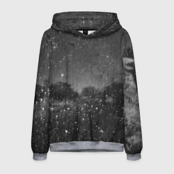 Толстовка-худи мужская Абстрактная тьма и следы белой краски, цвет: 3D-меланж