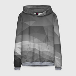 Толстовка-худи мужская Серый геометрический объёмный паттерн, цвет: 3D-меланж