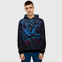 Толстовка-худи мужская Abstract black crystals, цвет: 3D-черный — фото 2