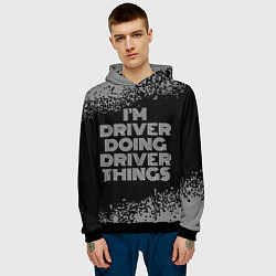 Толстовка-худи мужская Im driver doing driver things: на темном, цвет: 3D-черный — фото 2