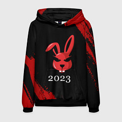 Толстовка-худи мужская Кролик 2023 суровый, цвет: 3D-черный