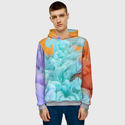 Толстовка-худи мужская Красочный и разноцветный дым, цвет: 3D-меланж — фото 2
