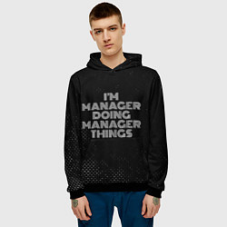 Толстовка-худи мужская Im manager doing manager things: на темном, цвет: 3D-черный — фото 2
