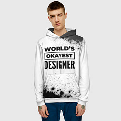 Толстовка-худи мужская Worlds okayest designer - white, цвет: 3D-белый — фото 2