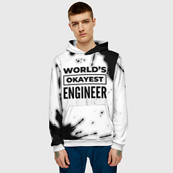 Толстовка-худи мужская Worlds okayest engineer - white, цвет: 3D-белый — фото 2