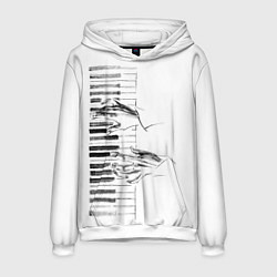 Толстовка-худи мужская Фортепианный концерт, цвет: 3D-белый