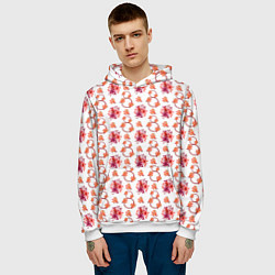 Толстовка-худи мужская 8 марта праздничные цветы, цвет: 3D-белый — фото 2