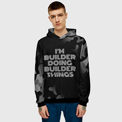 Толстовка-худи мужская Im builder doing builder things: на темном, цвет: 3D-черный — фото 2