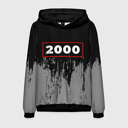 Толстовка-худи мужская 2000 - в красной рамке на темном, цвет: 3D-черный