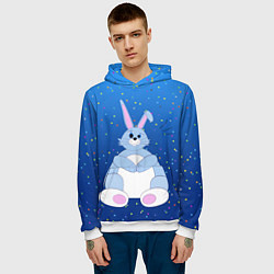 Толстовка-худи мужская Косой кролик и конфетти, цвет: 3D-белый — фото 2